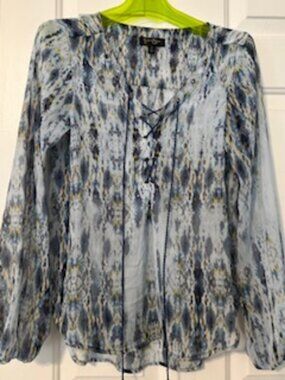 Jessica Simpson Sheer Long sleeve lace up blouse Sz S